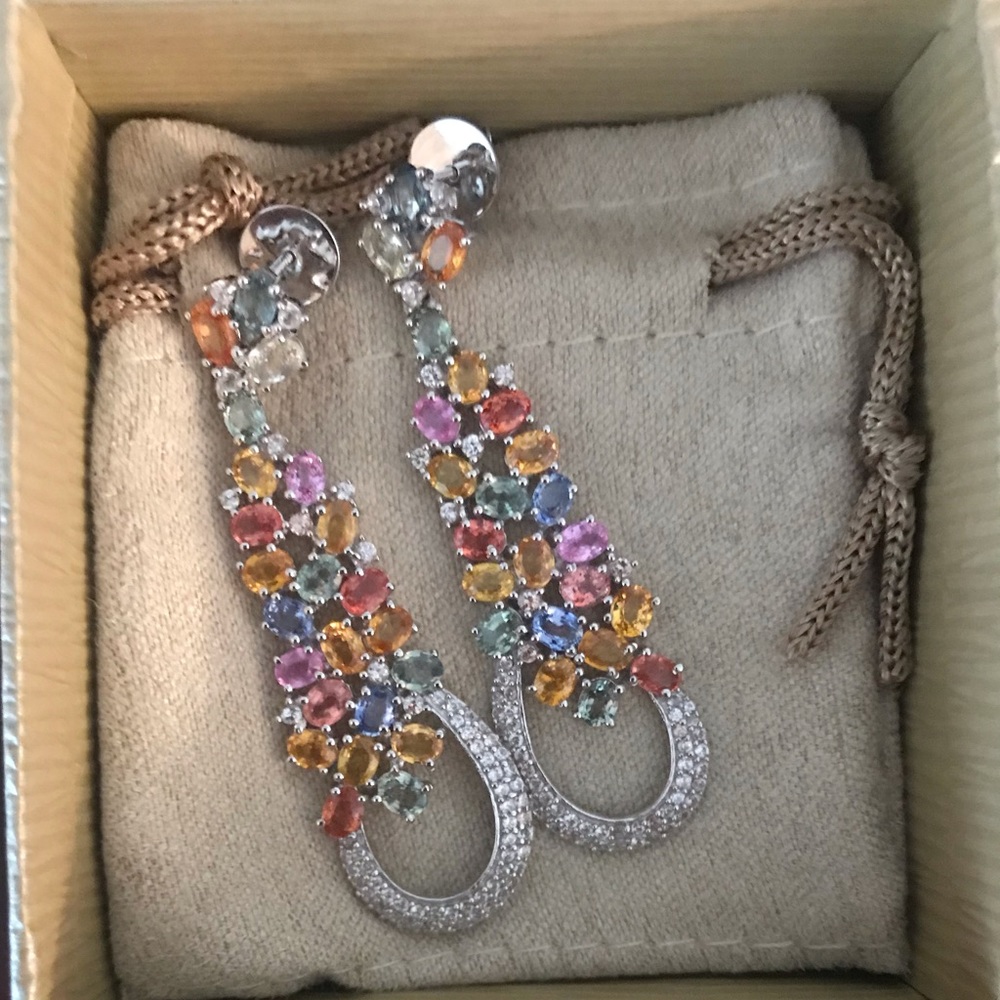 Multi-Sapphire Sterling Silver Earrings